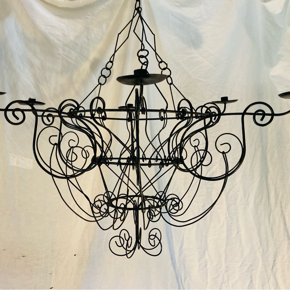 Vintage French wire urn shaped basket candle chandelier circa 1970’s